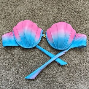 Mermaid Pink and Blue Shell Women’s Bikini Top Size Medium Beachwear